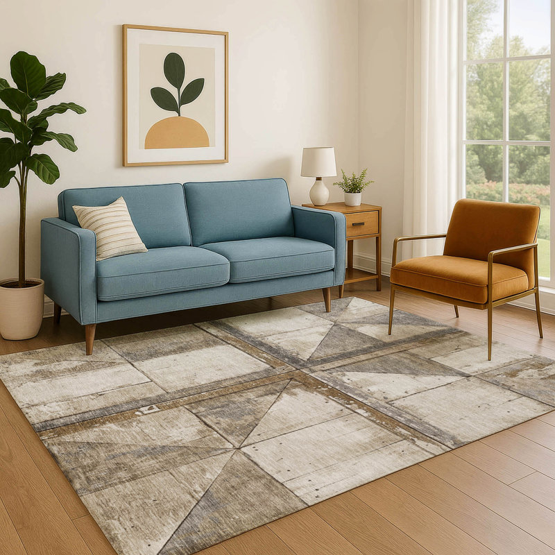 Premium Machine Washable Mayfield AMF1876 Geometric Rug, Rectangle 8' x 10'