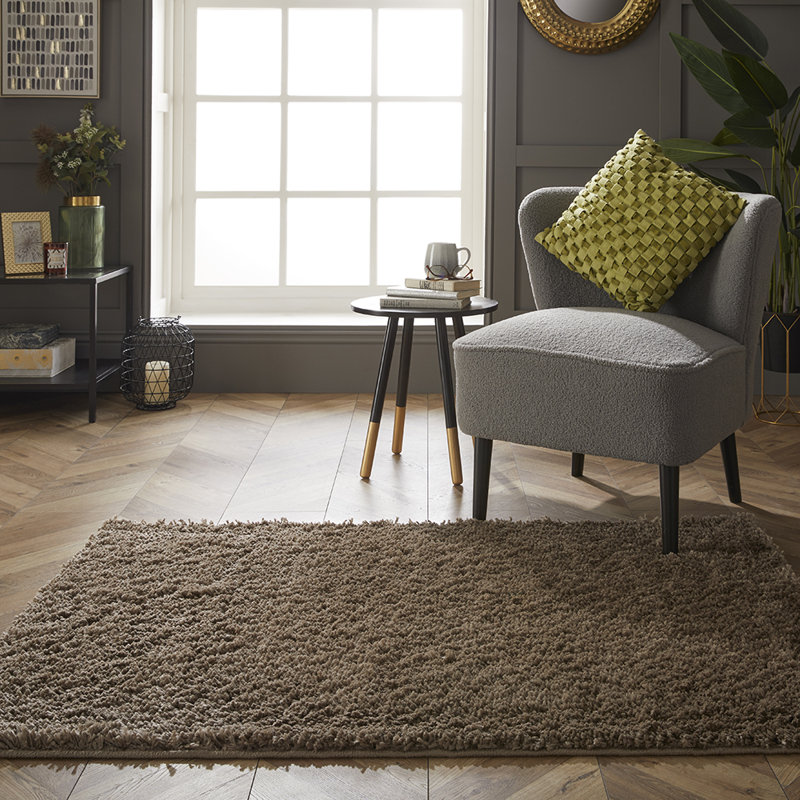 Hiyabel Solid Colour Shag Area Rug, Rectangle 80 x 120cm 