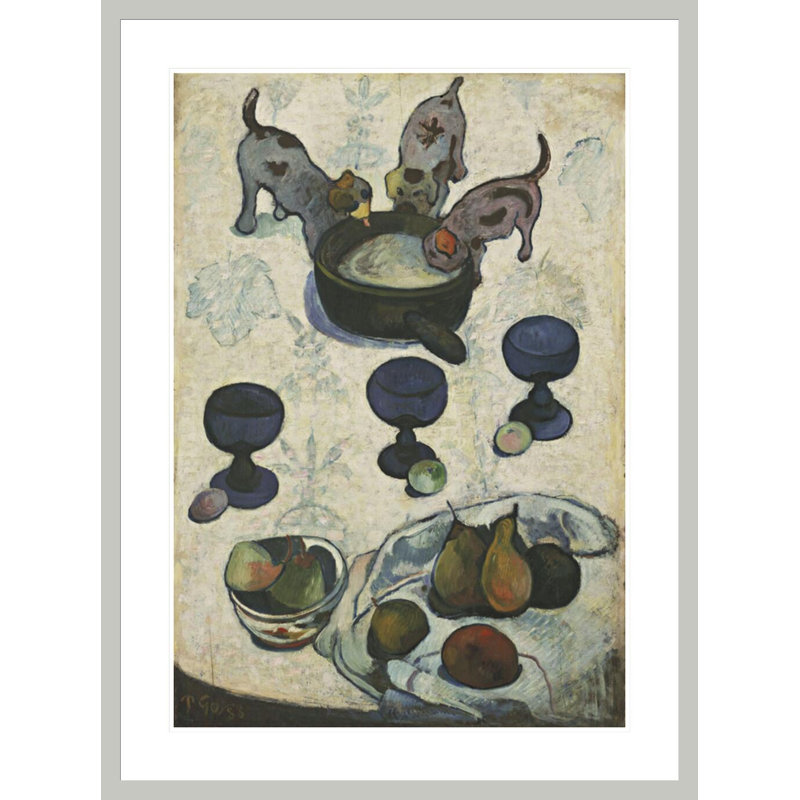 Nature morte avec trois chiots par Paul Gauguin - Estampe numérique encadrée, 41.5" H x 30.96" W