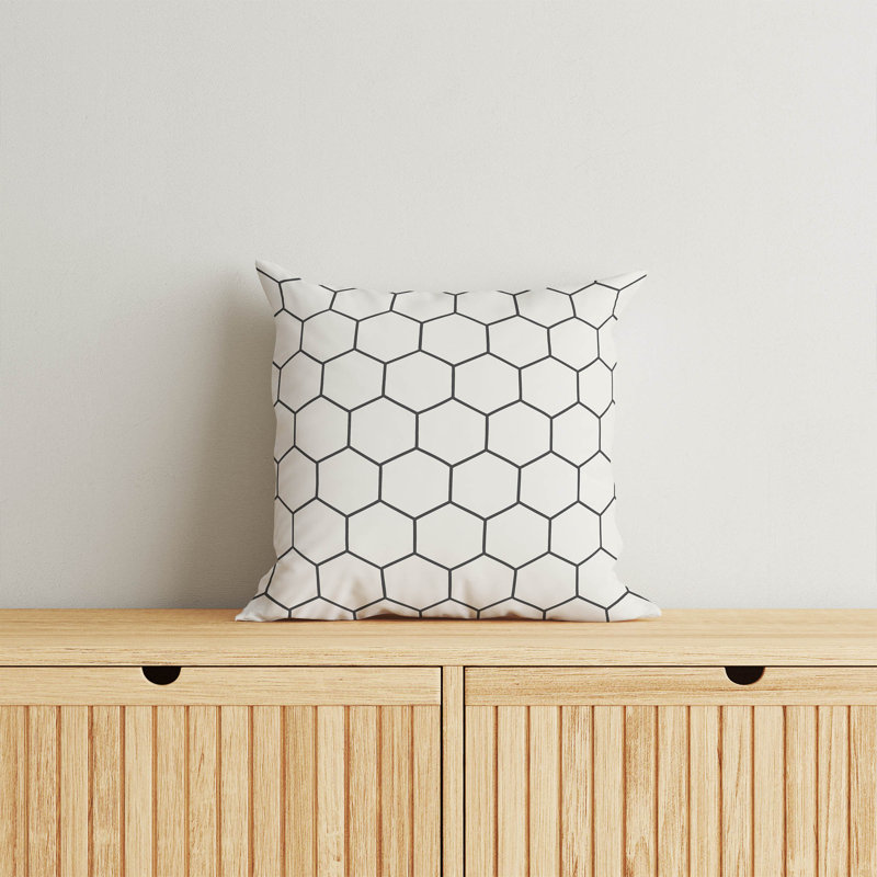 Comb Ivory Charcoal Throw Pillow, 20"H x 20"W