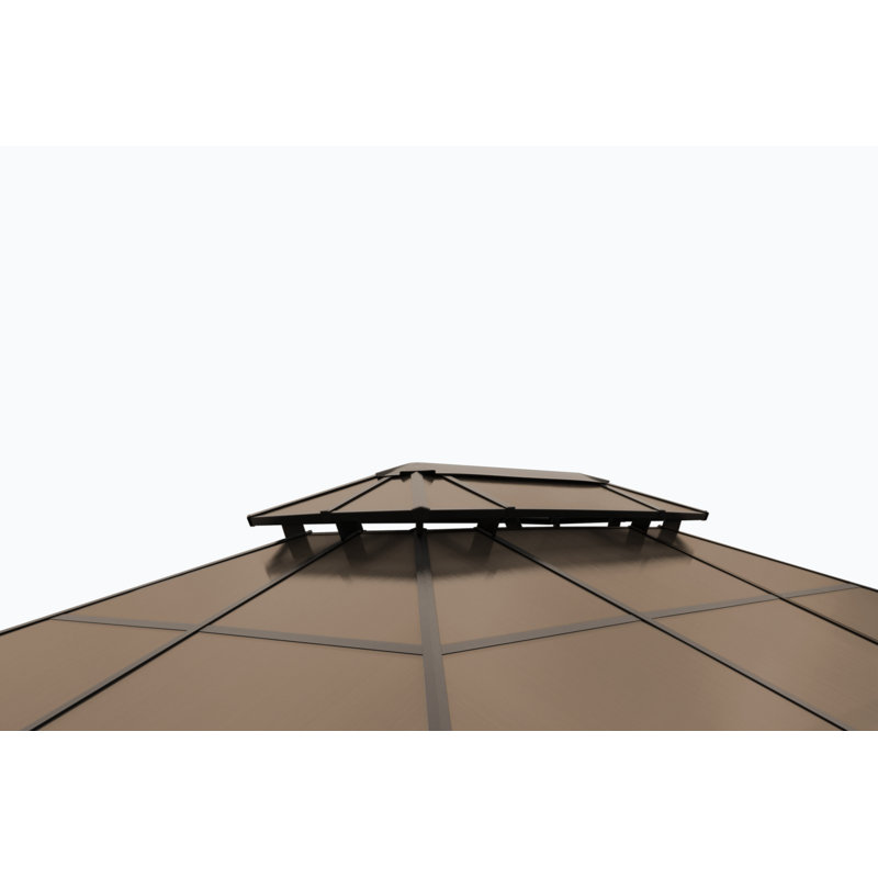 13 pi. L 9 pi. D Pavillon de jardin en alliage d'aluminium, Brun
