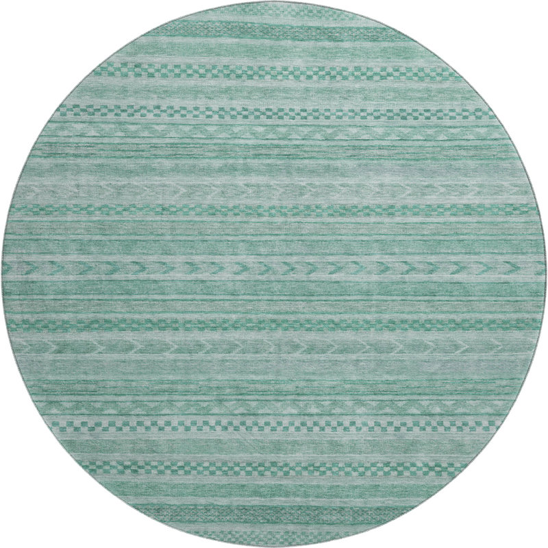 Premium Machine Washable Brennon AMF1625 Stripes Rug, Round 8'