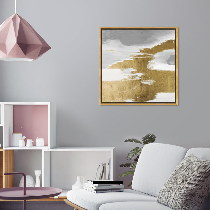 Gold Heaven - Peinture sur toile, Cadre flottant doré, H 24 po x l 24 po