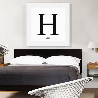 " Modern Black And White Gray Serif Alphabet Letter H "