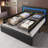 Upholstered Platform Bed with 4 Large Storage Drawers, RGB LED lights, Charging Station, Adjustable Headboard, Easy Assembly-441463676-444370514