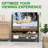 Mobile TV Stand with Mount for 32-50" TV with Projector Screen & Power Outlets - Adjustable Rolling TV Cart, MDF Wood