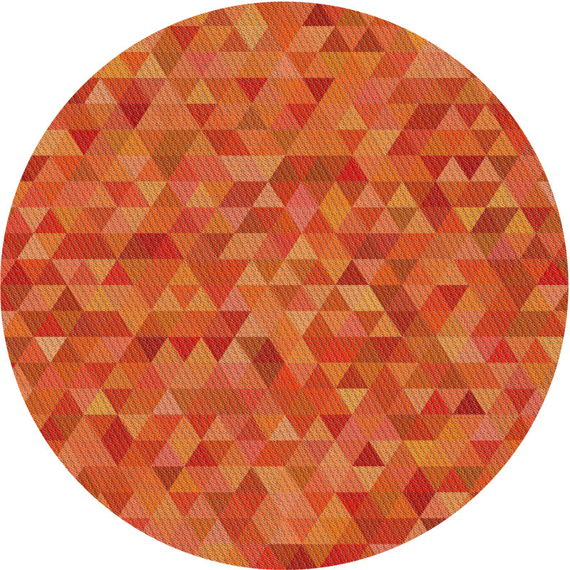 Tapis orange tissé à la machine, Rond 8 pi