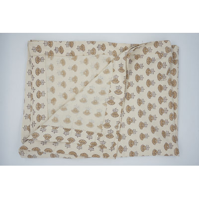 Fabdivine 18X18 Inch Block Print Handmade Decorative Napkin for Celebrations, Kohinoor, Beige