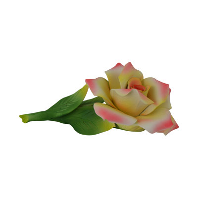 Rose italienne en céramique fabriquée à la main sur une tige
