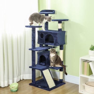 54" Cat Tree Tower with Scratching Posts, Cat Condos