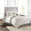 Très grand / très grand lit brodé, literie réversible, tissu de coton et gris, housse de couette 4 médaillons, coton, détail, revers imprimé, collection de literie douce