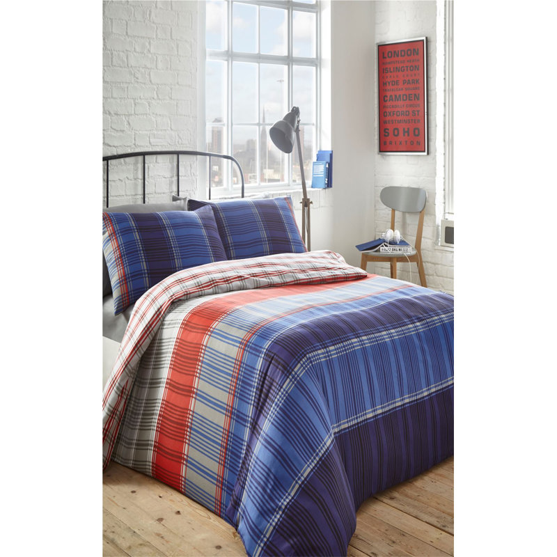 Gregary Striped Duvet Cover Set with Pillowcases, Single - 1 Standard Pillowcase