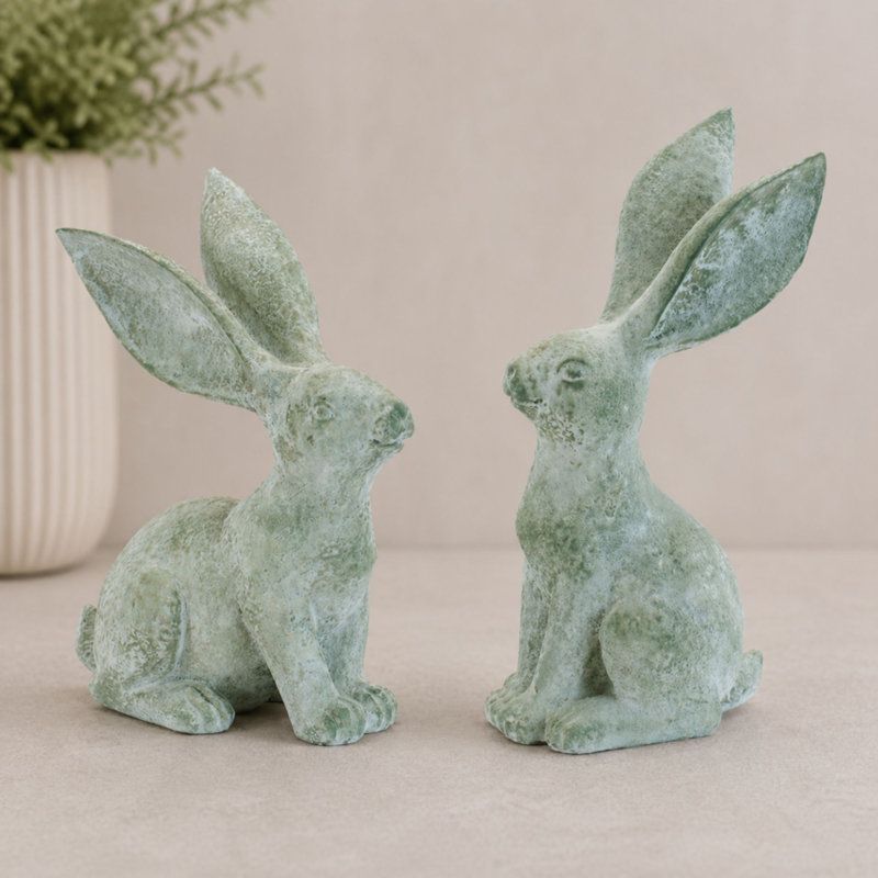 Figurine de lapin à oreilles longues, H 11,55 po x l 5,45 po x P 4 po, Vert