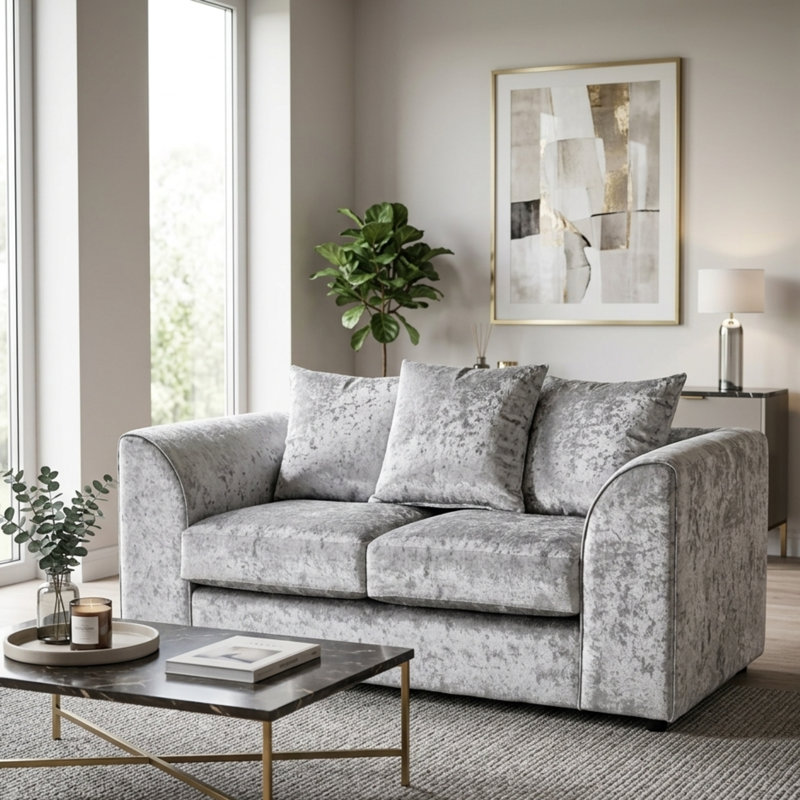 5 Seater Velvet Sofa, Silver