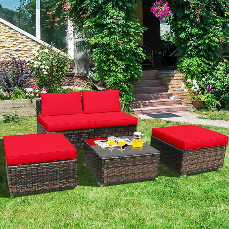 Wicker 2 - Person Patio Conversation Set with Cushions