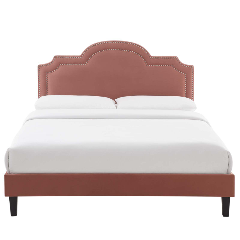 Modway Aviana Performance Velvet Bed, Dusty Rose, King