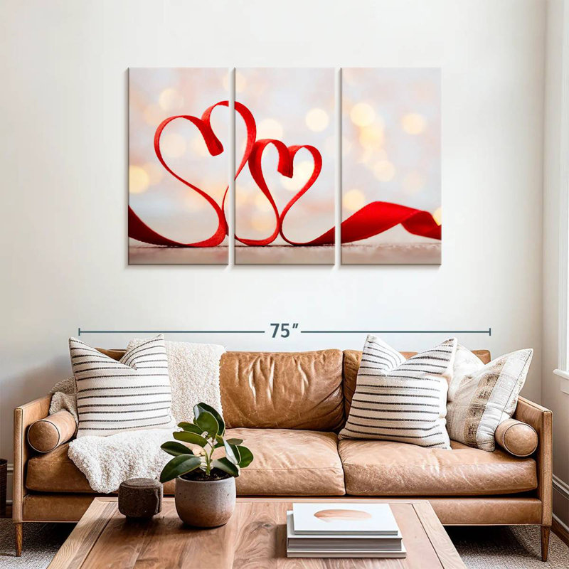 Lelend Valentine Ribbon Hearts, 36" H x 57" W