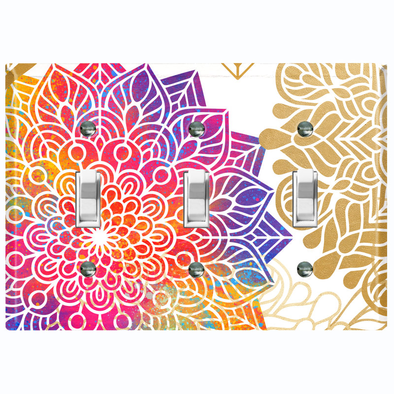 Patterned 3 - Gang Toggle Light Switch Standard Wall Plate
