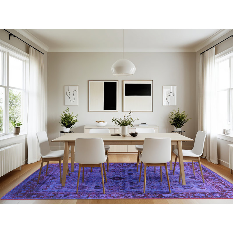 Tapis mauve Mid-Century 1579, Rectangle 7 pi x 10 pi