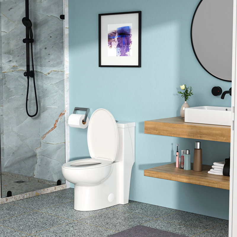 Ceramic Toilet With Dual Flush And Skirted Bowl - Stylish Bathroom Centerpiece Water Conservation Feature