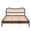 Cadre de lit de style médiéval moderne avec tête de lit courbée en rotin de style scandinave bohémien-133665375