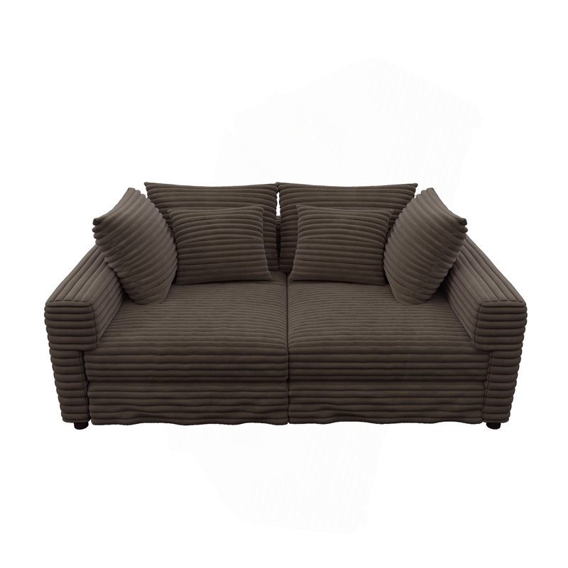 102.4 " Plush Corduroy 4-Seat Sofa, Camel