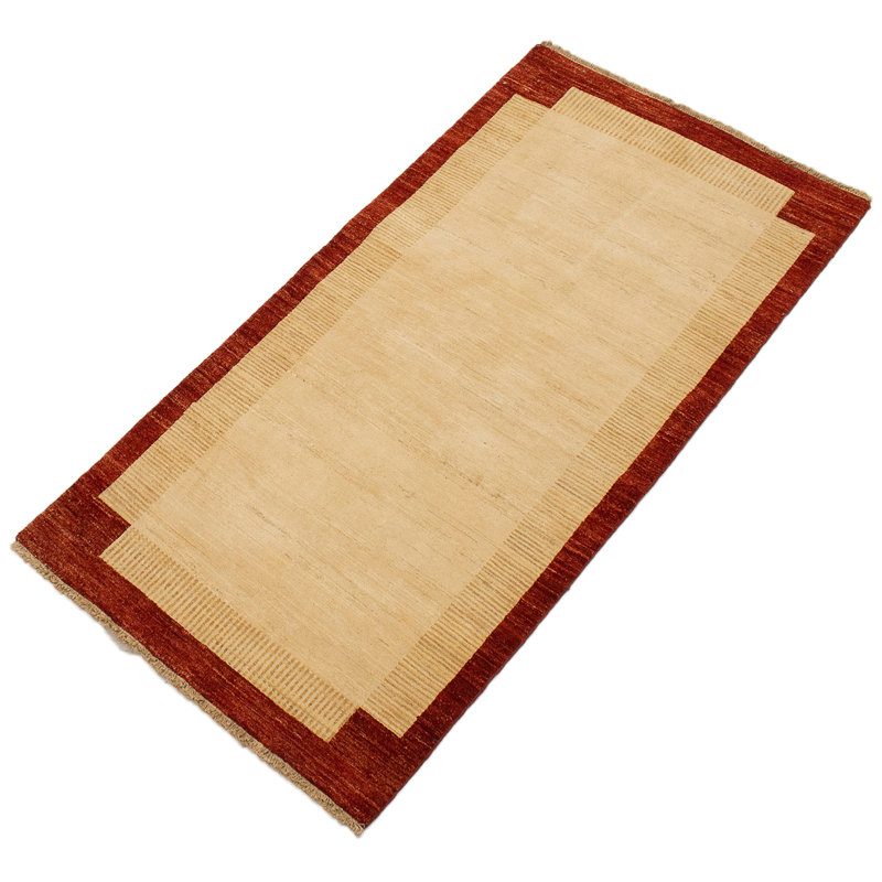 Tapis en laine crème/rouge 5 po x 6 pi 7 po à main one-of-kind-noué la 2010 Krusa