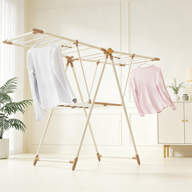 Metal Foldable Freestanding Drying Rack, Beige