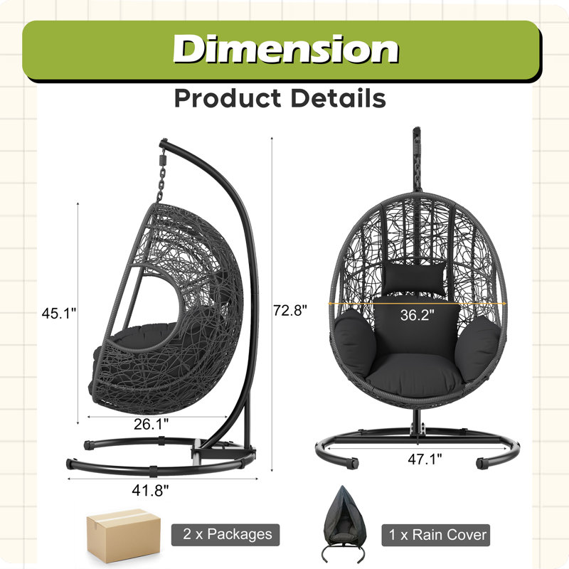 42 Extra Wide U-Base Hanging Egg Chair