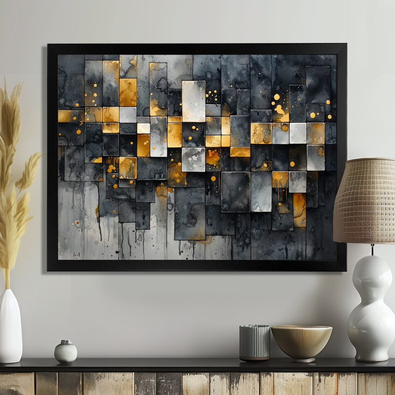 Art géométrique Pulse, Reproduction encadrée d'une seule photo, Noir, H 12 po x l 20 po