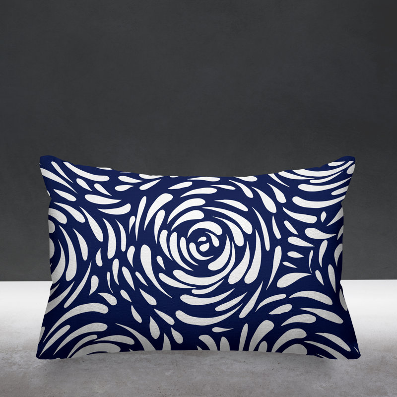 Outdoor Reversible Throw Pillow, Navy Blue