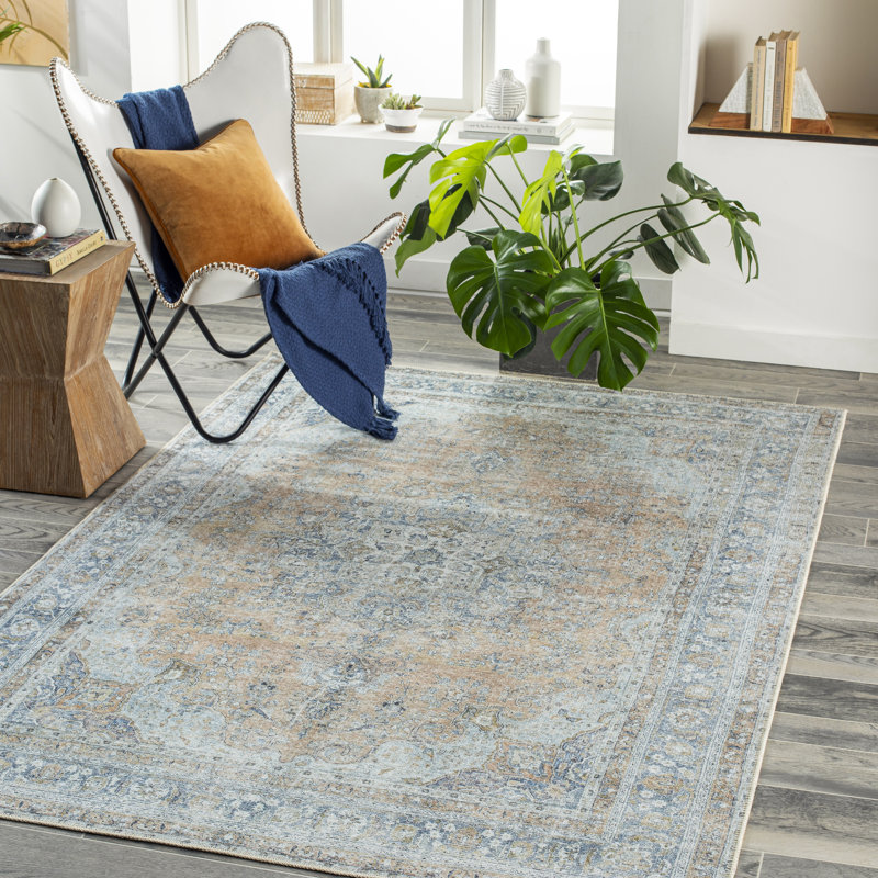 Tapis oriental bleu, Rectangle 5 pi 3 po x 7 pi 3 po