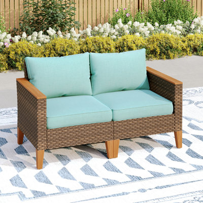 Salem Wicker Outdoor Patio Chairs with Single Armrest and Cushions