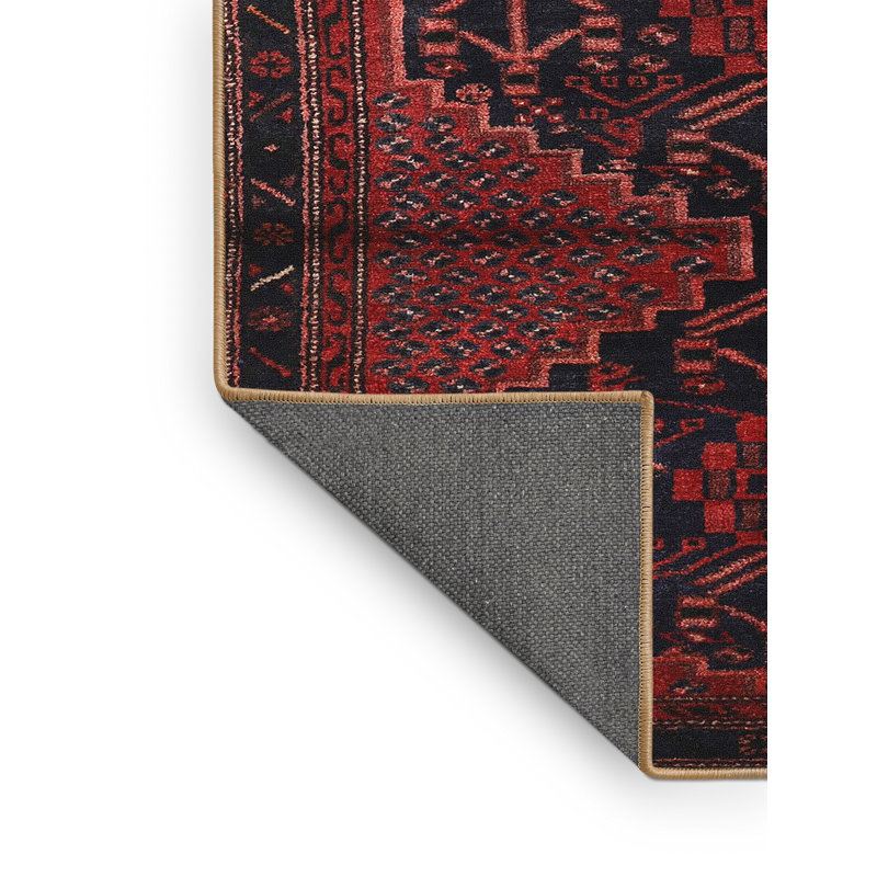 Tapis beige/noir/rouge traditionnel, Rectangle 5 pi x 7 pi