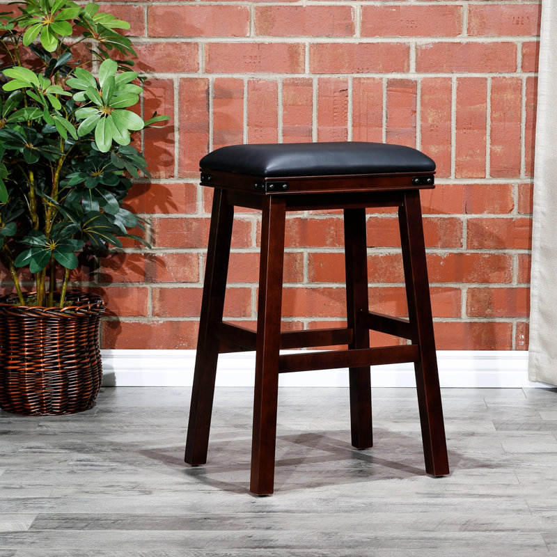 Tabouret de bar 30 po avec siège en cuir noir - Confort moderne