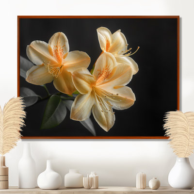 Rhododendron jaune et noir Midnight Bloom II - décoration murale rhododendron