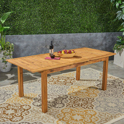 Table de salle à manger d'extérieur extensible en bois d'acacia, naturel