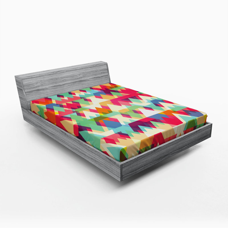 Microfiber Geometric Fitted Sheet, Full Fitted Sheet