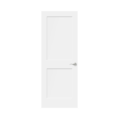 (With Lockset And Hinge Hole) Primed 2-Panel Solid Wood Interior Shaker Door