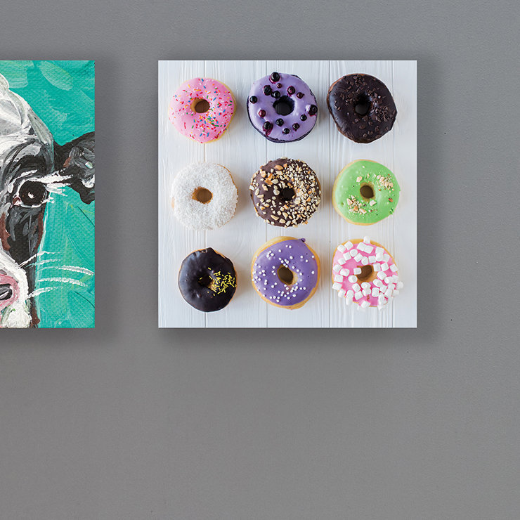 Colorful Donut Grid - Graphic Art on Canvas, 24" H x 24" W x 1.5" D, Wrapped Canvas