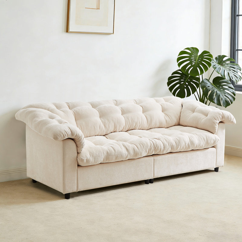Canapé rembourré en chenille 94,6 po, Beige