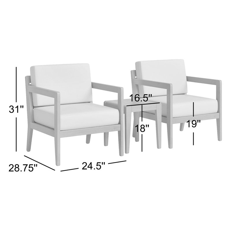Ensemble d'extérieur 3 pièces avec 2 chaises longues et table de bout Ojai
