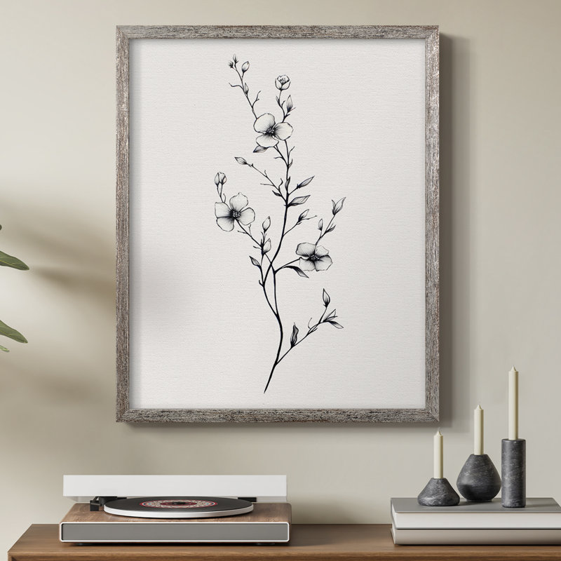 Reproduction florale vintage encadrée CCxxviii - bois massif
