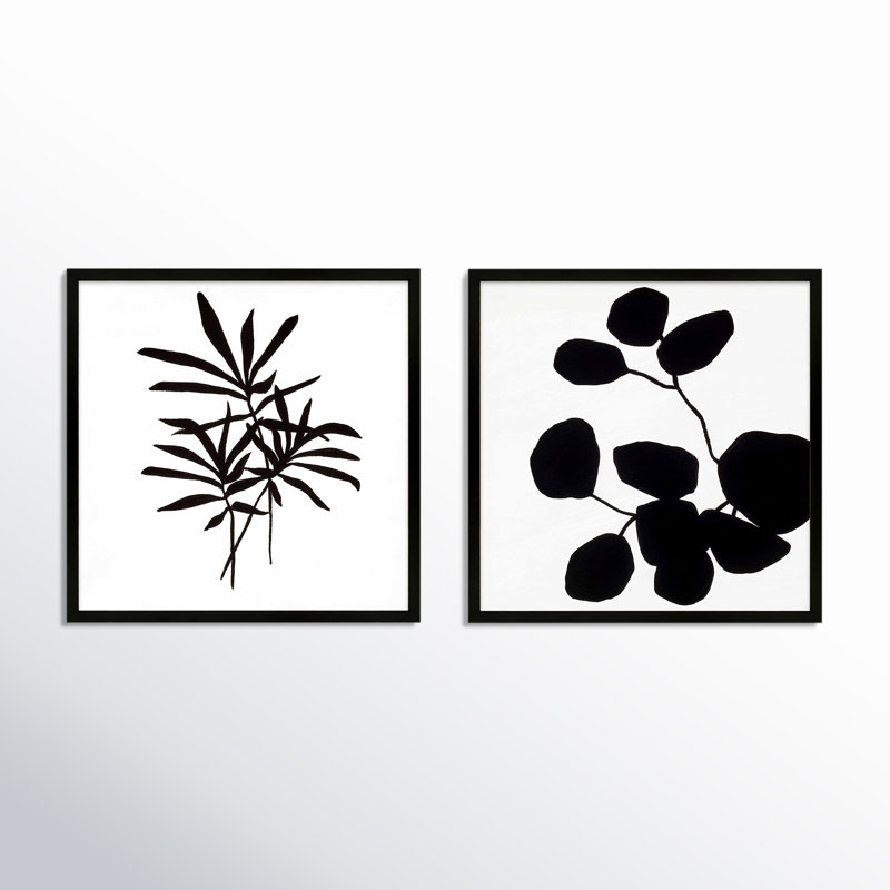Modern Botanical, Set Of 2 Print by Lee Lessem, Black Framed Paper, 16" H x 16" W x 1.25" D