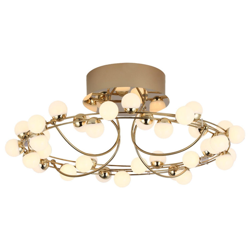 Cassen Stylish Yellow Chandelier, 23.6 in Diameter x 7.9 in Height | Metal Body with Acrylic Cap Cover, 4500 Lumens, 3000K Warm Light | 40 x 1.1W Integral LED | Modern Lighting for Dining Room & Living Spaces