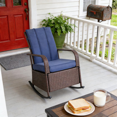 Chaise berçante souple, fauteuil inclinable en rotin d'extérieur