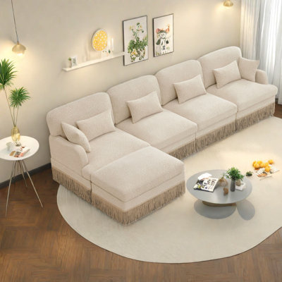 Canapés confortables en forme de L en chenille de 131,5 po de style moderne pour la maison de salon