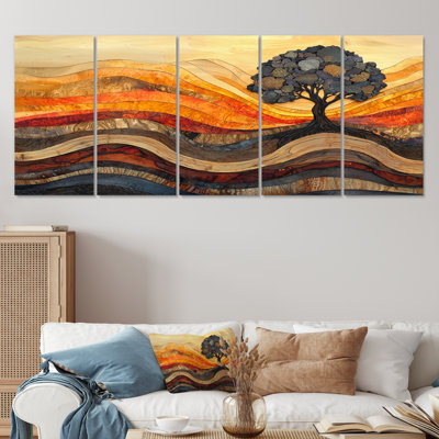 Bouleau d'automne avec racines de sérénité IV - Art mural arbre - ensemble d'art mural moderne
