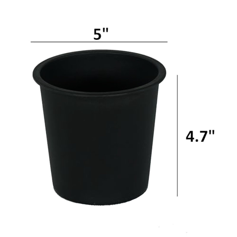 5" Round Plastic Pot For Nursery Use - Black Garden Pots With Drainage  5 . And . For Planting Storage. Fade Crack
