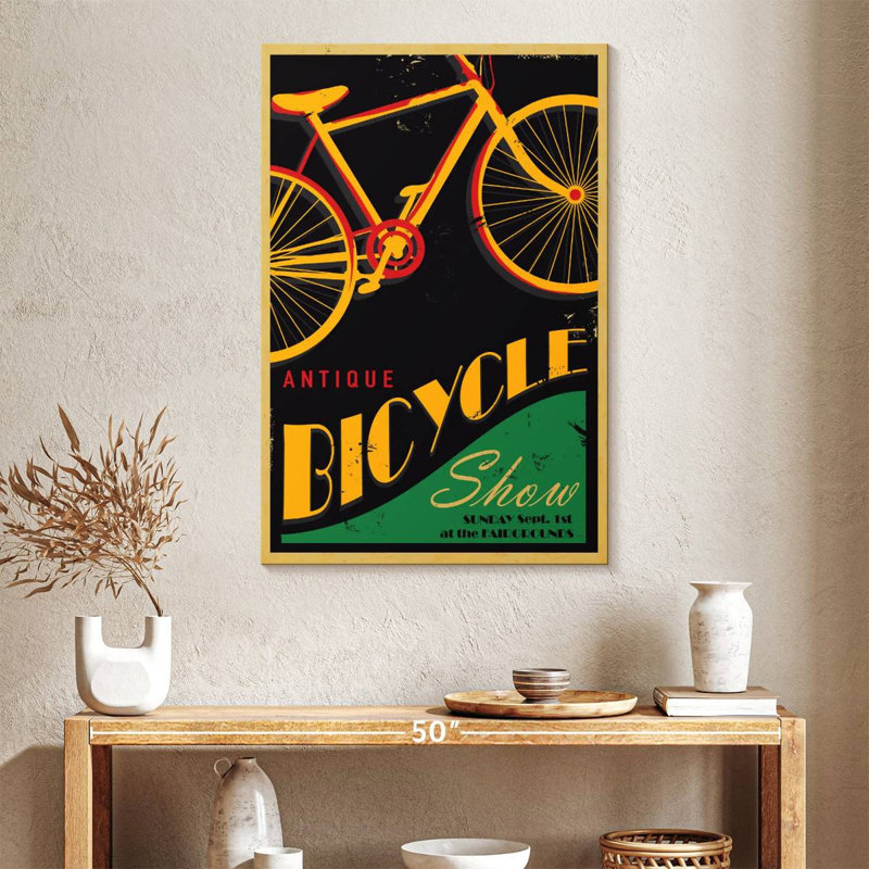 Affiche rétro de bicyclette, H 39 po x l 26 po